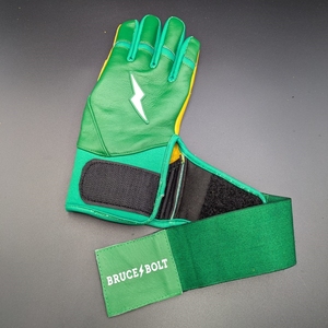 Guantes de Bateo de Cuero Verde Bruce Bolt, Cierre de Gancho y Bucle Ambidiestro, Unisex para Adultos, Entrenamiento - Product Image 6