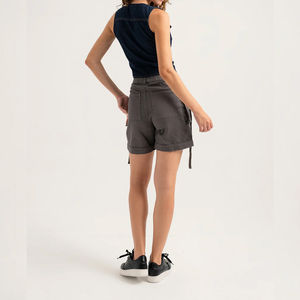 Shorts de Verano para Mujer, Cintura Alta, Estilo Casual, Deportivos, con Botones, Color Sólido, Cintura Elástica - Product Image 3