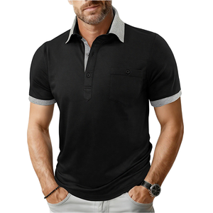Camisa Polo Casual para Hombre, Corte Holgado, Puños Acanalados, Botones, Manga Corta, Transpirable, a la Moda, Personalizable OEM - Product Image 5
