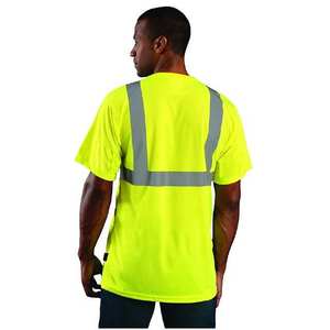 Camiseta de Seguridad de Alta Visibilidad, Hecha de Tela de Algodón, Poliéster y Seda, Tiras Reflectantes de Alta Calidad, ANSI Clase 1, Impermeable, Personalizada - Product Image 2