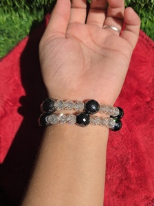 Cuentas de moissanita redondas facetadas de 8 mm blancas y de 12 mm negras para la fabricación de joyería - Product Image 4