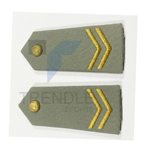 Épaulettes en fil de broderie doré vert olive de style albanais avec insignes de grade en chevron doré pour uniforme - Product Image 4