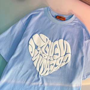 Wholesale Acid Wash Puff <b>Print</b> T Shirt Private Label Production Premium Acid Wash Cotton T Shirt With Custom Puff <b>Print</b> - Product Image 6