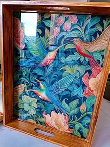 Mesa de Noche de Madera con Bandeja Impresa, Bandeja de Madera Personalizada para Guardar Teléfono y Reloj, Plato de Servicio al por Mayor - Product Image 6