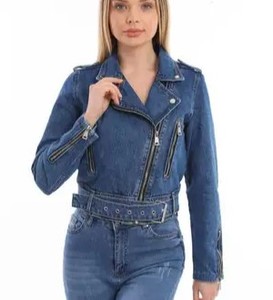 Ladies Denim Jacket <b>Raw</b> Edge Detail Trendy <b>Jean</b> Outerwear Casual Streetwear Wholesale Supplier Factory Oversize Denim Jacket - Product Image 1