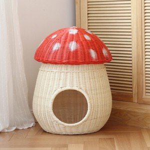 Personalización de fábrica en forma de seta Casa de ratán para gatos muebles de madera para mascotas cesta de madera hecha a mano para gatos al por mayor - Product Image 1