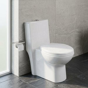Inodoro de una pieza - Inodoro de cerámica de lujo con sifón de doble descarga, sin borde, para baño moderno - Product Image 1