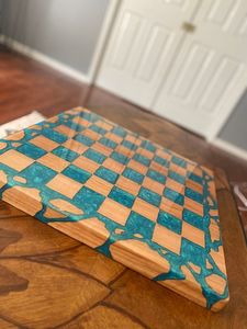 Premium Handmade <b>Epoxy</b> <b>Resin</b> Chess Board Solid Wood River Style Chessboard Set Custom Size Luxury Board Game <b>Table</b> for Home - Product Image 3