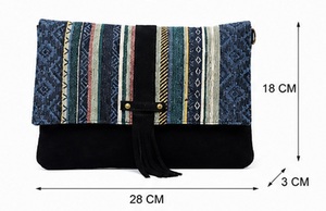 Bolso Bandolera de Piel Genuina Estilo Boho Tribal para Mujer, con Borlas y Solapa, 3ltr, Logotipo Personalizado OEM, Venta al Por Mayor - Product Image 3