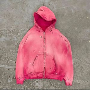 Sweat à capuche zippé unisexe en polaire de polyester, coupe oversize, style vintage gothique, streetwear hiver, avec logo personnalisé et impression numérique unie - Product Image 3