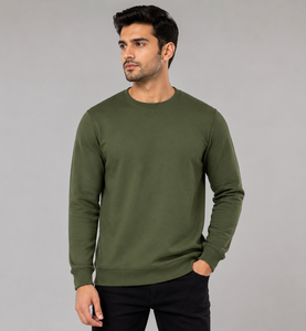 Sweat-shirt à capuche en molleton vert uni pour homme, coupe classique, pull décontracté avec poche avant, 100% coton, vêtement d'automne - Product Image 5