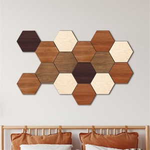 Arte de Pared Geométrico Hexagonal de Madera de Acacia |   Adornos de Pared de Madera Hechos a Mano al por Mayor - Product Image 2
