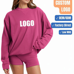 Sweat-shirt à col rond pour femme de qualité supérieure, en coton doux, pull-over, vêtements décontractés tendance - Product Image 1