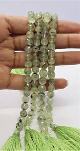 Cuentas redondas facetadas de prehnita natural AAA, cuentas de superficie lisa con corte fino para la fabricación de joyas, diseño artesanal, joyería de prehnita natural - Product Image 2