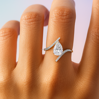 Bague de fiançailles et de mariage en moissanite 3 carats originale, coupe poire, sertissage en barrette, plaqué rhodium, argent sterling 925, vente en gros