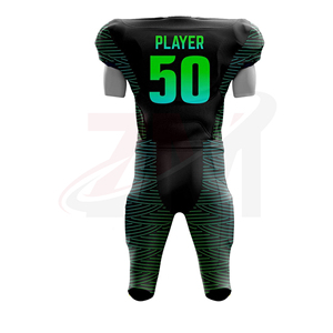 Uniforme de football américain personnalisé noir et vert, impression par sublimation, numéro 50, polyester respirant pour adultes hommes - Product Image 2