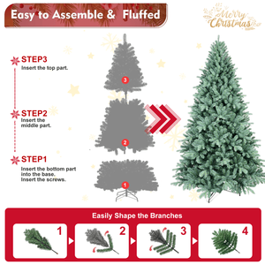 Albero di Natale Artificiale Premium Blu-Verde da 180 cm, 1390 Rami Misti in PE/PVC, Punte Realistiche con Filo di Memoria e Filo di Ferro, Foglie Incernierate - Product Image 2