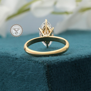 Anillo de Compromiso Unisex con Diamante Ovalado Marquise de 4 Quilates Cultivado en Laboratorio, Certificado IGI, Engaste de Garras, Oro Vermeil de 14k, Estilo Eternidad - Product Image 6