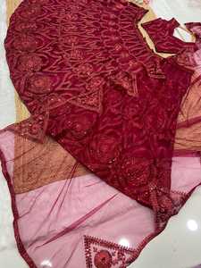 Luxury <b>Wine</b> Red Bridal Lehenga Choli with Heavy Sequins Embroidery Work | Designer Wedding Reception Lehenga for Women - Product Image 6