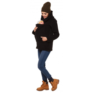 Sweat-shirt de maternité 3 en 1 pour femme avec porte-bébé amovible, poche kangourou, fermeture éclair, polaire, vêtement d'extérieur pour l'hiver - Product Image 2