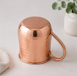 <b>Copper</b> <b>Mug</b> With Hammered Finish Handle Minimalist Home Drinkware Eco Friendly Insulated Cocktail Cup with Solid <b>Copper</b> Handle - Product Image 1