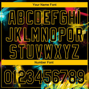 Chemises de performance élégantes personnalisées avec impression graffiti noir et jaune, broderie sur mesure, coupe confortable, séchage rapide - Product Image 4