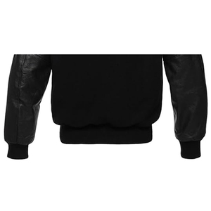 Veste universitaire en laine respirante épaisse, personnalisée, noire, avec col montant et logo frontal, prix de gros abordable - Product Image 4