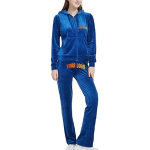 Premium High Quality Custom Winter 2 Piece Lightweight Casual Breathable Regular Size Long Sleeve Solid Color Velvet <b>Track</b> <b>Suit</b> - Product Image 1