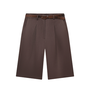 Jupe-short en satin pour femme, couleur unie, respirante, décontractée, taille mi-haute élastique, longueur genou, avec ceinture, idéale pour l'été - Product Image 5