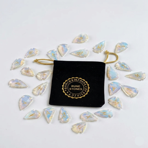 High quality opalite arrowhead rune <b>set</b> <b>Crystal</b> Rune Wicca Energy natural stone for Divination and Intuition Meditation seller - Product Image 3