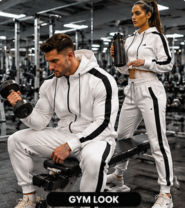 Ensemble de survêtement unisexe blanc à capuche avec bandes noires, manches longues, poches latérales, design sportif respirant, idéal pour l'automne - Product Image 4