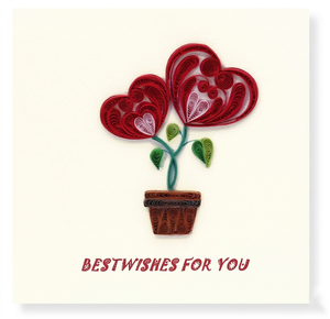 Carte artisanale en quilling en forme de cœur de fleurs, carte artistique en quilling avec enveloppe pour l'amour et les meilleurs vœux - Product Image 2