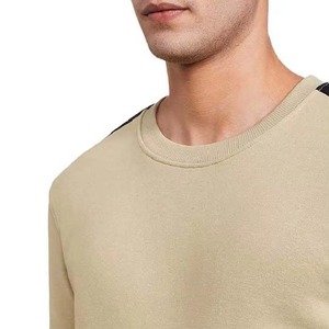 Sweat-shirt à col rond pour homme, beige et noir, à rayures latérales, manches longues, pull décontracté, vêtements d'automne et d'hiver - Product Image 3