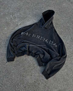 Pull-over à capuche de luxe pour hommes personnalisé de haute qualité 100% coton lavé à l'acide avec impressions personnalisées GSM lourd pour l'hiver - Product Image 2