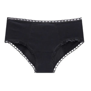 Women Mid-Rise Briefs Solid Color Seamless Lace Trim <b>Panties</b> Basic Style Knitted Spandex <b>Nylon</b> Material - Product Image 3