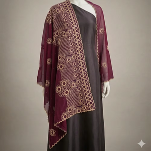 Hiyab de Algodón Voile para Mujer, con Bordado Floral Dorado y Pedrería, Ligero, Transpirable, a la Moda, Proveedor Mayorista - Product Image 4