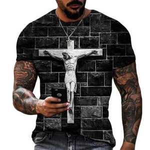 Camiseta Fitspi para Hombre con Estampado 3D de Dios, Religión, Cristo, Jesús y Cruz, Estilo Hip Hop, Holgada, de Manga Corta, Streetwear, Oversize, Vintage - Product Image 4