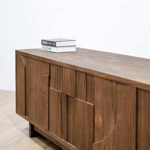 Buffet contemporain en teck massif, durable, avec 1,5 m de rangement pour chambre, cuisine, salon - Product Image 5