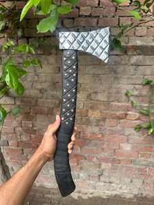 Handmade Viking Style Hatchet <b>Axe</b> High Carbon Steel Head 5 in Cutting Edge Tactical Wooden <b>Handle</b> Outdoor Camping Hunting Tool - Product Image 4