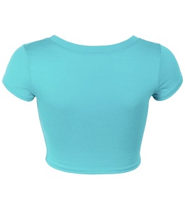 Oem Custom Logo <b>Women</b> Solid Print <b>Crop</b> Tees Ladies <b>Black</b> Ribbed Croptop T-Shirts Sexy Knit Slim <b>Crop</b> <b>Tops</b> <b>for</b> <b>Women</b> - Product Image 3