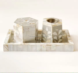 <b>Mother</b> of Pearl Incense Burner Set Luxury MOP Incense Holder Bakhoor Arabic Incense Mubkhar for Ramadan Eid Mubarak From India - Product Image 2