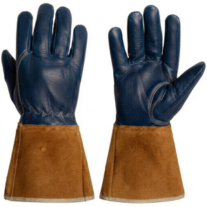 Customizable Logo Heavy Duty Construction Gloves Reinforced Flame Retardant Safety Cowhide Split Leather Welding Gloves - Product Image 1