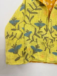 Chaqueta Suzani de Algodón TNT con Bordado Floral Verde Bohemio de Doble Pieza, Cuello Mandarín, Hecha a Mano, Étnica, para Invierno, Resistente al Viento y Gruesa - Product Image 5