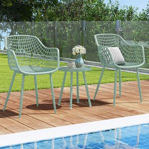 Set di 3 sedie da giardino con seduta e piano in PP per veranda - Product Image 2