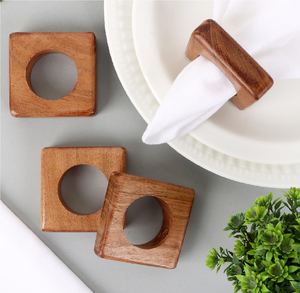Anillos de Servilleta de Madera para Decoración de Mesa de Bodas, Anillos Modernos y Elegantes Personalizados para Servilletas, Suministros al por Mayor - Product Image 4