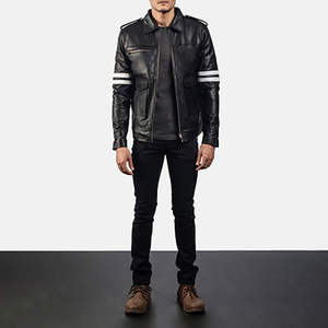 Stylish Casual Men's Leather <b>Jacket</b> with Front Logo Canvas Waterproof & Eco-Friendly Quick Dry Windproof Premium Leather Finish - Product Image 6