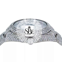 Montre de luxe haut de gamme avec mouvement à quartz ETA, boîtier et bracelet en acier inoxydable, cadran en cristal saphir, résistante à l'eau, fermoir papillon