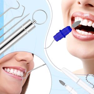 Set Dentale Professionale in Acciaio Inossidabile da 5 Pezzi per la Pulizia dei Denti, Formato da Viaggio, per Igiene Orale, Include Stuzzicadenti, Raschietto, Porta Stuzzicadenti e Custodia - Product Image 2