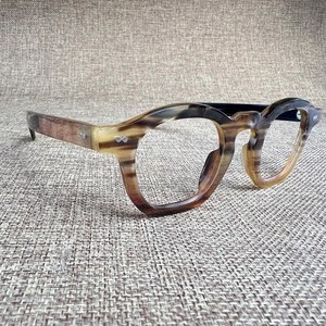 Montures de lunettes artisanales indiennes écologiques en corne de buffle moderne, fabriquées à la main à partir de plaques de corne, couleurs naturelles, montures optiques - Product Image 3