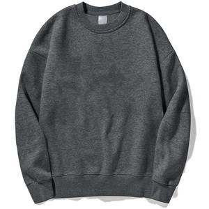 Sudadera de algodón de 400 g/m² para hombre, cuello redondo, holgada, transpirable, de forro polar para invierno, MOQ bajo, lisa y sin estampado. - Product Image 2